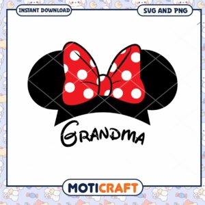 Grandma Mouse Ears Red Bow SVG Instant Download Art Grandma Mouse Ears Red Bow SVG Instant Download Art