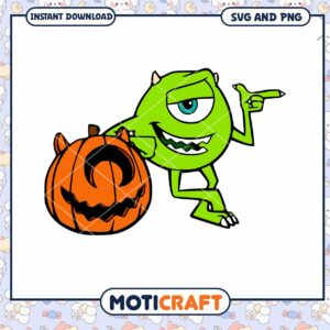 Funny Monster and Pumpkin SVG Halloween Art Download