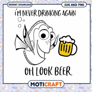 Funny Fish Beer Design SVG Instant Download Art File