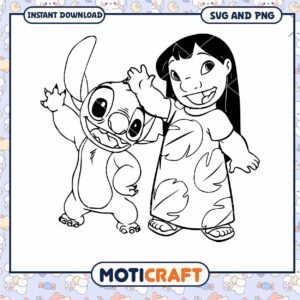 Fun Lilo and Stitch Coloring Page SVG Instant Download