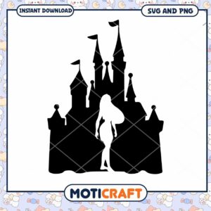 Elegant Castle Silhouette with Princess SVG Download File Elegant Castle Silhouette with Princess SVG Download File