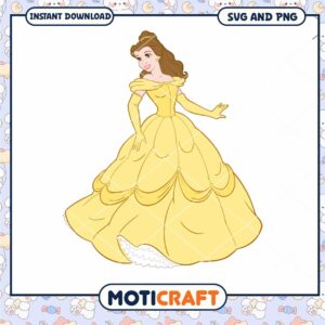 Download Belle in Yellow Dress SVG for Crafts and Projects