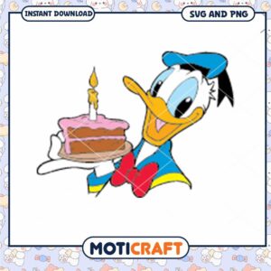 Donald Duck Birthday Cake SVG Instant Download Design