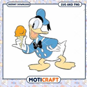 Delightful Cartoon Duck with Ice Cream SVG Download
