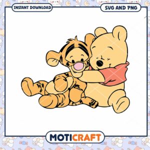 Cute Winnie the Pooh and Tigger SVG Instant Download Art