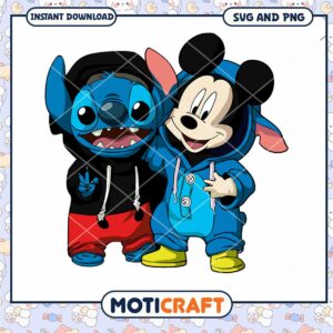 Cute Stitch and Mickey Disney SVG Instant Download Art