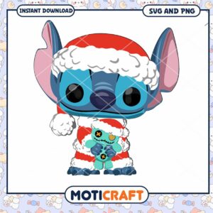Cute Santa Stitch SVG Download for Holiday Fun Decor