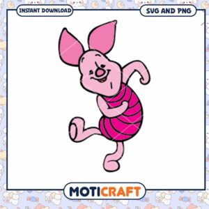 Cute Pink Pig Character SVG Downloadable Art Design