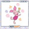 Cute Piglet Character with Flowers SVG Download Design