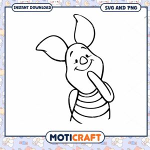 Cute Piglet Character SVG and PNG Instant Download Art