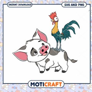 Cute Pig and Rooster SVG Clipart for Crafting Projects