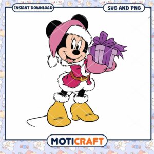 Cute Minnie Mouse Christmas Gift SVG Download Design