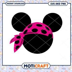 Cute Mickey Mouse Head with Pink Bandana SVG Download