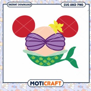 Cute Mermaid Mickey Mouse SVG Instant Download Art Design