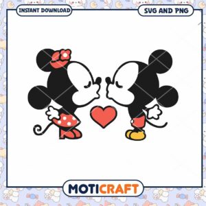 Cute Mickey and Minnie Kissing SVG for Love Projects