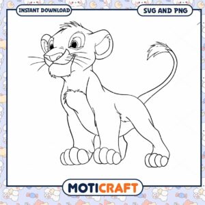 Cute Lion Cub Coloring Page SVG for Kids Fun Crafting