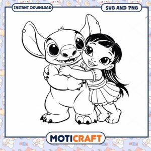 Cute Hugging Characters SVG Coloring Page Download