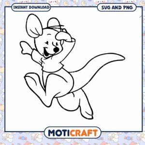 Cute Kangaroo Outline for SVG and PNG Download Files