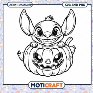 Cute Halloween Coloring Page with Pumpkin and Character SVG