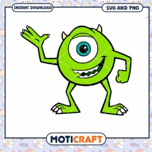 Cute Green Monster Character SVG for Instant Download