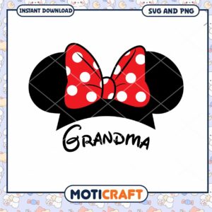 Cute Grandma Mouse Ears Bow SVG Graphic Download File