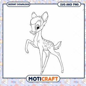 Cute Fawn Illustration for Coloring SVG Download File