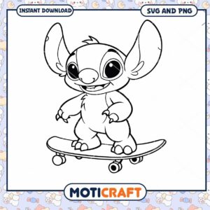 Cute Cartoon Character Skateboarding SVG Download File