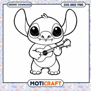 Cute Cartoon Character Playing Ukulele SVG Download