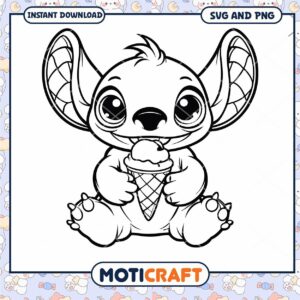 Cute Cartoon Animal with Ice Cream SVG Downloadable Art