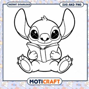 Cute Cartoon Alien Reading SVG Download for Kids Fun