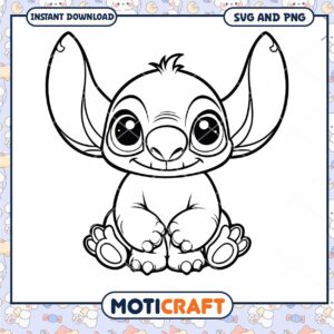 Cute Cartoon Alien Character Coloring Page SVG File