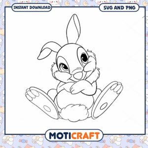 Cute Bunny SVG Coloring Page for Kids Instant Download