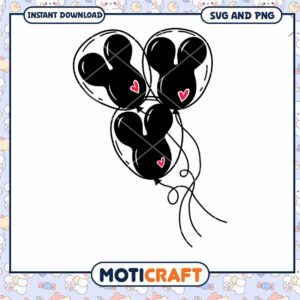 Cute Black Heart Balloons SVG Download for Crafts Fun