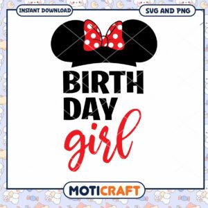 Cute Birthday Girl SVG Design with Mickey Mouse Ears