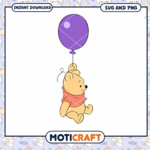 Cute Bear with Balloon SVG Design for Kids Crafts