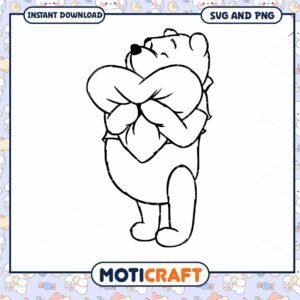 Cute Bear Holding Pillow SVG and PNG Instant Download