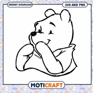 Cute Bear Character SVG Outline for Instant Download