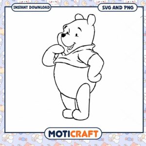 Cute Bear Character Coloring Page SVG Download for Kids