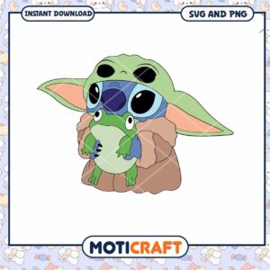 Cute Baby Alien with Frog SVG Instant Download Art