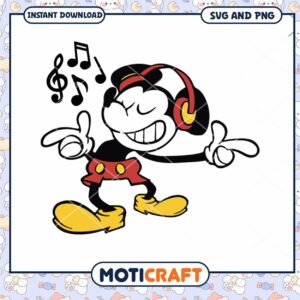 Cool Cartoon Mouse Dancing with Headphones SVG Download