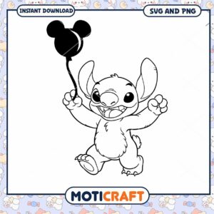 Colorful Cartoon Character with Balloon SVG Downloadable Art