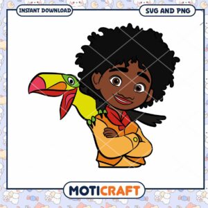 Colorful Cartoon Boy with Parrot SVG Instant Download