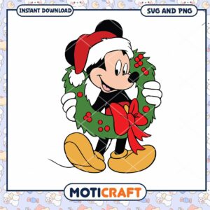 Christmas Mickey Mouse Wreath SVG Instant Download Design
