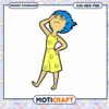 Chic Cartoon Girl SVG in Yellow Dress with Blue Hair