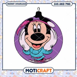 Cheerful Minnie Mouse SVG Christmas Ornament Design Cheerful Minnie Mouse SVG Christmas Ornament Design