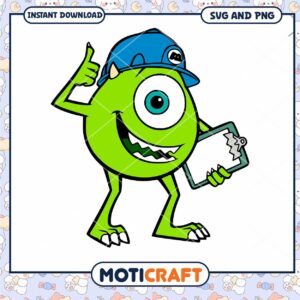 Cheerful Green Monster SVG Clipart Download for Crafts