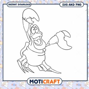 Cheerful Crab Cartoon SVG Coloring Page Downloadable Art