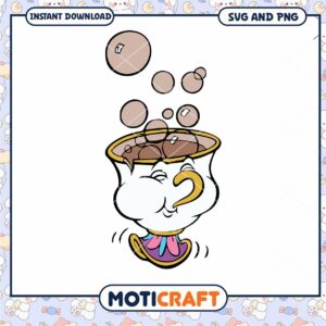 Cheerful Cartoon Teacup Character SVG Instant Download