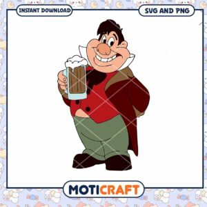 Cheerful Cartoon Character with Beer SVG Instant Download