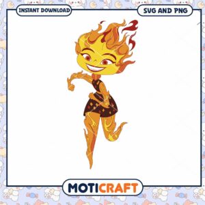 Charming Flame Girl Character SVG Instant Download Art